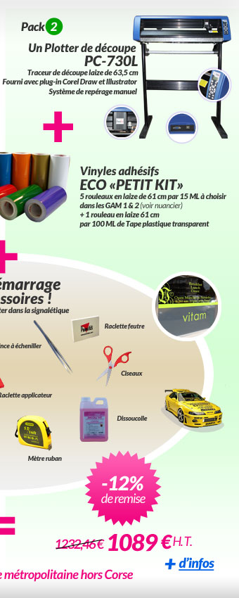 Plotter PC 730L + Vinyles + Accessoires 1 089 € H.T.