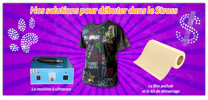 Nos solutions pour débuter dans le Strass - La machine à ultrasons - Le film pochoir et le kit de démarrage