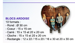 BLOCS ARDOISE 10 formats Coeur : 15 x 15 cm