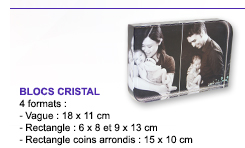 BLOCS CRISTAL 4 formats - Rectangle coins arrondis : 15 x 10 cm
