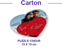Carton : Puzzle coeur 19 x 19 cm