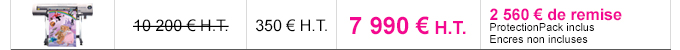SP-300i - Tarif de la machine : 10 200 € H.T. - Tarif ProtectionPack : 350 € H.T. - Offre promotionnelle 7 990 € H.T. - Détails de l'offre : 2 560 € de remise, ProtectionPack inclus, encres non incluses