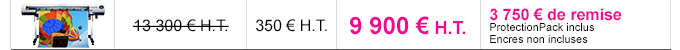 SP-540i - Tarif de la machine : 13 300 € H.T. - Tarif ProtectionPack : 350 € H.T. - Offre promotionnelle 9 900 € H.T. - Détails de l'offre : 3 750 € de remise, ProtectionPack inclus, encres non incluses