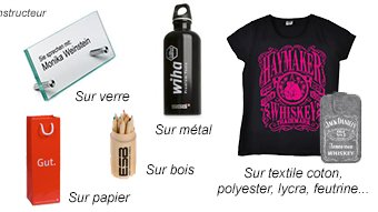 Sur verre, sur papier, sur bois, sur métal, sur textile coton, polyester, lycra, feutrine...