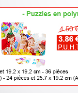 Puzzle en polymère rectangle format 19.2 x 12.8 cm - 24 pièces - 2.87 € H.T. au lieu de 3.35 €
