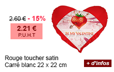 Rouge toucher satin - Carré blanc 22 x 22 cm - 2.60 € - 15 % = 2.21 € P.U.H.T - + d'infos
