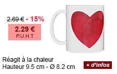 Réagit à la chaleur - Hauteur 9.5 cm - Ø 8.2 cm - 2.69 € - 15 % = 2.29 € P.U.H.T - + d'infos
