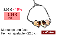 Marquage une face - Fermoir ajustable - 22.5 cm - 3.95 € - 15 % = 3.36 € P.U.H.T - + d'infos