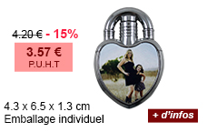 4.3 x 6.5 x 1.3 cm - Emballage individuel - 4.20 € - 15 % = 3.57 € P.U.H.T - + d'infos