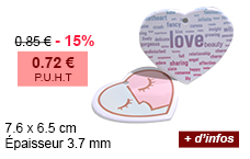 7.6 x 6.5 cm - Épaisseur 3.7 mm - 0.85 € - 15 % = 0.72 € P.U.H.T - + d'infos