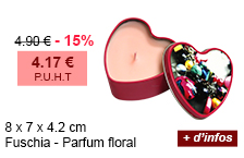 8 x 7 x 4.2 cm - Fuschia - Parfum floral - 4.90 € - 15 % = 4.17 € P.U.H.T - + d'infos