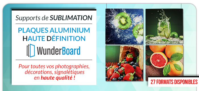 Supports de SUBLIMATION - PLAQUES ALUMINIUM HAUTE DÉFINITION WunderBoard - Pour toutes vos photographies, décorations, signalétiques en haute qualité ! 27 formats disponibles.