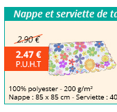 Nappe et serviette de table Contours dentelles - 100% polyester - 200 g/m² - Nappe : 85 x 85 cm - 2.47 € H.T. au lieu de 2.90 €