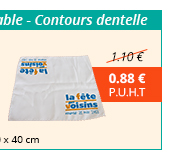Nappe et serviette de table Contours dentelles - 100% polyester - 200 g/m² - Serviette : 40 x 40 cm - 0.88 € H.T. au lieu de 1.10 €