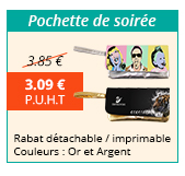Pochette de soirée - Rabat détachable et imprimable - Couleurs Or / Argent - 3.09 € H.T. au lieu de 3.85 €