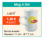 Mug à thé - Bords évasés - Hauteur 11 cm - Ø 7.7 cm - À partir de 1.30 € H.T. au lieu de 1.60 €