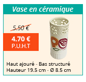 Vase en céramique - Haut ajouré - Bas structuré - Hauteur 19.5 cm - Ø 8.5 cm - 4.70 € H.T. au lieu de 5.50 €