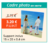 Cadre photo en verre - Support inclus - 15 x 20 x 0.4 cm - 3.20 € H.T. au lieu de 3.75 €