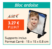 Bloc ardoise - Supports inclus - Format carré - 15 x 15 x 0.8 cm - 3.27 € H.T. au lieu de 4.50 €