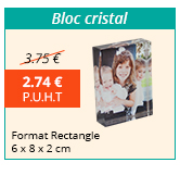 Bloc cristal - Format rectangle - 6 x 8 x 2 cm - À partir de 2.74 € H.T. au lieu de 3.75 €