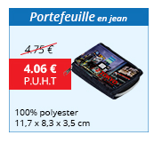 Portefeuille en jean - 100% polyester - 11,7 x 8,3 x 3,5 cm - 4.06 € H.T. au lieu de 4.75 €