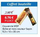 Coffret bouteille - Couvercle MDF - Boîte en bois couleur Sapin 9,3 x 10 x 35 cm - 6.76 € H.T. au lieu de 7.90 €