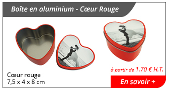 Boîte en aluminium - Cœur Rouge - 7,5 x 4 x 8 cm - à partir de 1.70 € H.T. - En savoir +