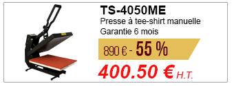 TS-4050ME - Presse à tee-shirt manuelle - Garantie 6 mois - 890 € - 55 % = 400.50 € H.T.
