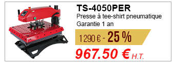 TS-4050PER - Presse à tee-shirt pneumatique - Garantie 1 an - 1 290 € - 25 % = 967.50 € H.T.