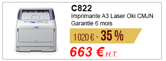 C822 - Laser OKI A3 - Garantie 6 mois - 1 020 € - 35 % = 663 € H.T.