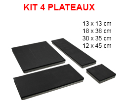 KIT 4 PLATEAUX - 13 x 13 cm, 18 x 38 cm, 30 x 35 cm, 12 x 45 cm