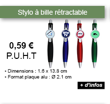 Stylo à bille rétractable - 0.59 € P.U.H.T