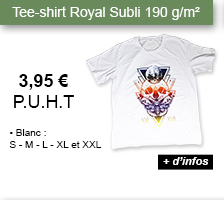 Tee-shirt Royal Subli 190 g/m² blanc - 3.95 € P.U.H.T