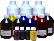 Bidons d'encre pigmentée 100 ml, 250 ml, 500 ml et 1 litre