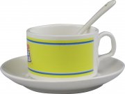 Tasse à café avec cuillère et soucoupe