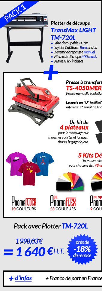 Ateliers textile (flocage) : Plotter de découpe + Presse transfert +  Consommables - Kits de démarrage - ADC Concept