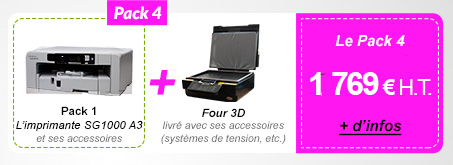 Pack 4 : Pack 1 (L’imprimante SG800 A3 et ses accessoires) + Four 3D livré avec ses accessoires (systèmes de tension, etc.) - 1 769 € H.T. au lieu de 1 953,40 €