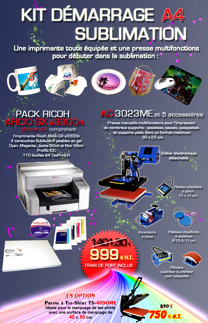 Kit démarrage Sublimation n°1 : Ricoh A4 + AC-3023ME