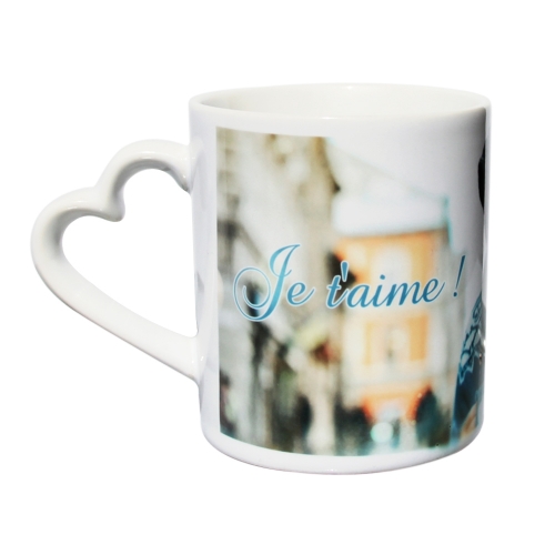 Tasses en céramique avec poignée en coeur pour sublimation