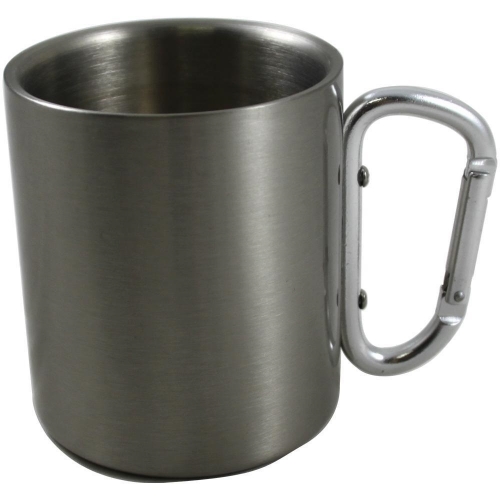 Mug Inox poignée mousqueton argent - Hauteur 9 cm - Ø 7.9 cm - 11 oz - 325  ml