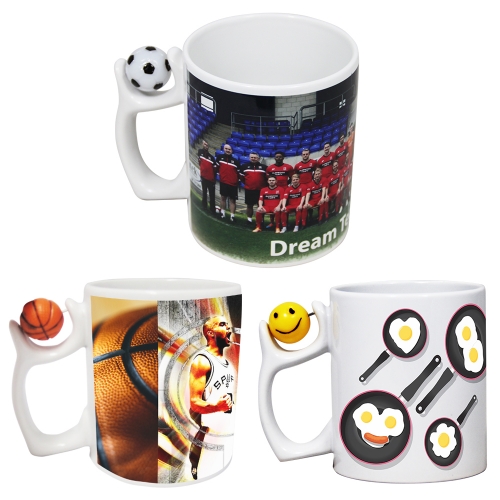 Mug blanc sublimation poignée ballon de foot