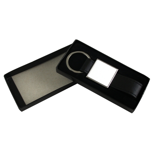 porte clés simili cuir noir de qualité avec surpiqûres en fil blanc