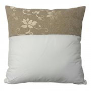 Housse de coussin en blanc satin avec finition dorée