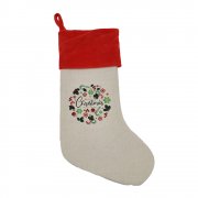 Chaussette de Noël bande velours rouge