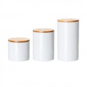 Pots en céramique avec couvercle en bambou