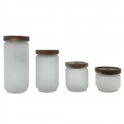 Pots en verre dépoli avec couvercle en acacia - toutes tailles
