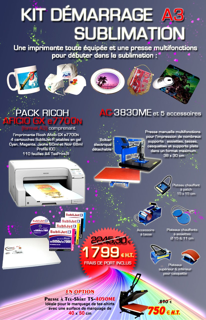 Kit démarrage Sublimation n°2 : Ricoh A3 + AC-3830ME
